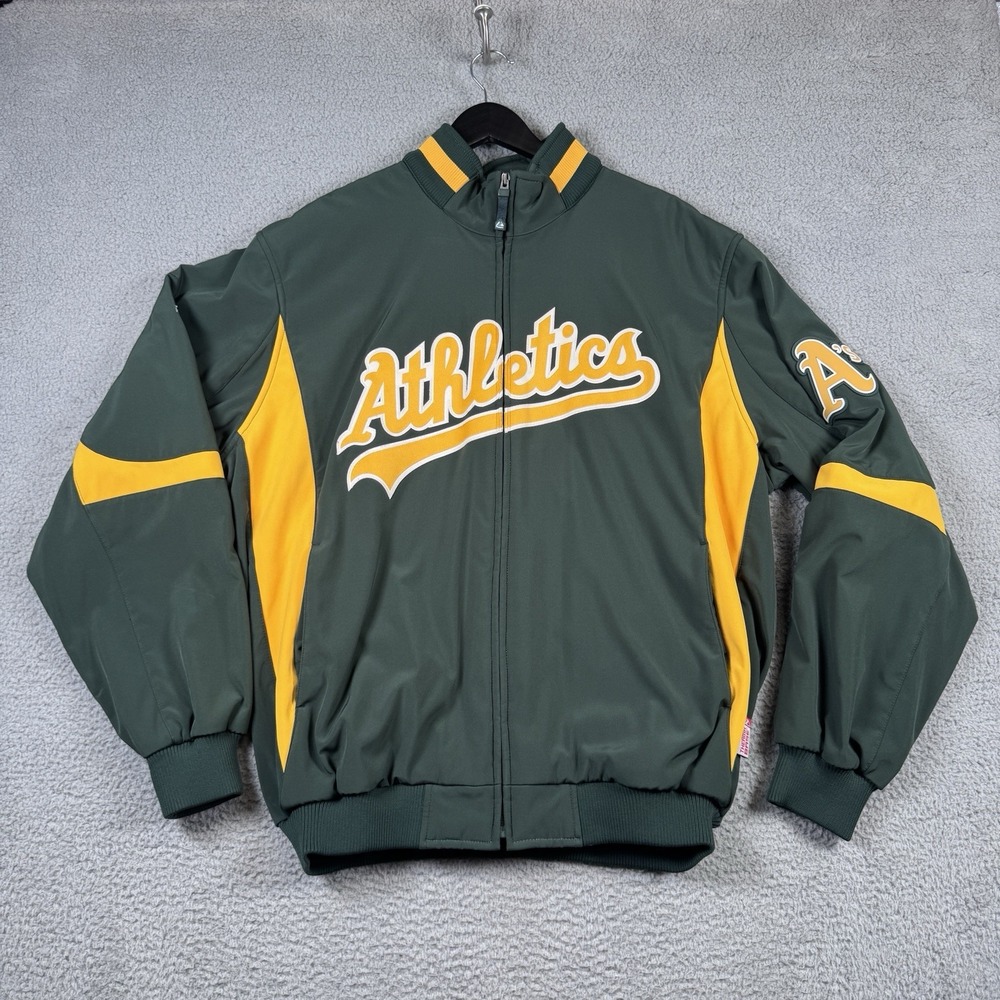 Oakland Athletics Jacket Mens XL Green Majestic Full Zip Therma Base Dugout